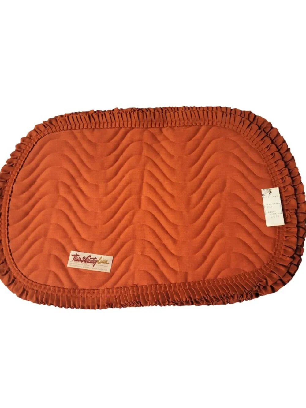 Placemats 12 Town & Country Vintage Quilted Orange Ruffled Placemats New & Used